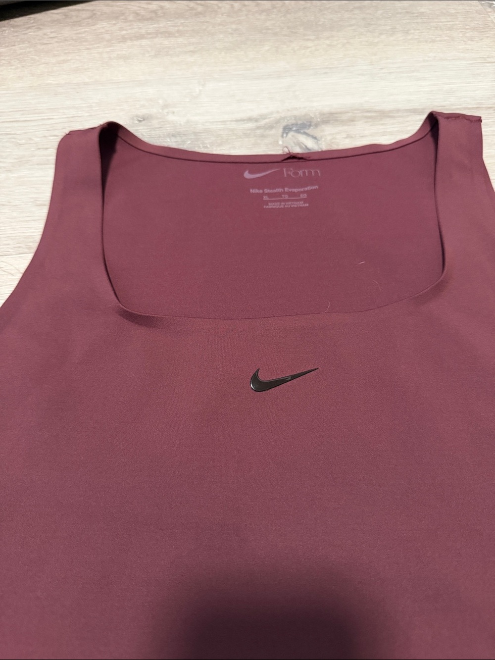 Nike Women's Dri-FIT Square Neck Tank - Maroon with Black Swoosh